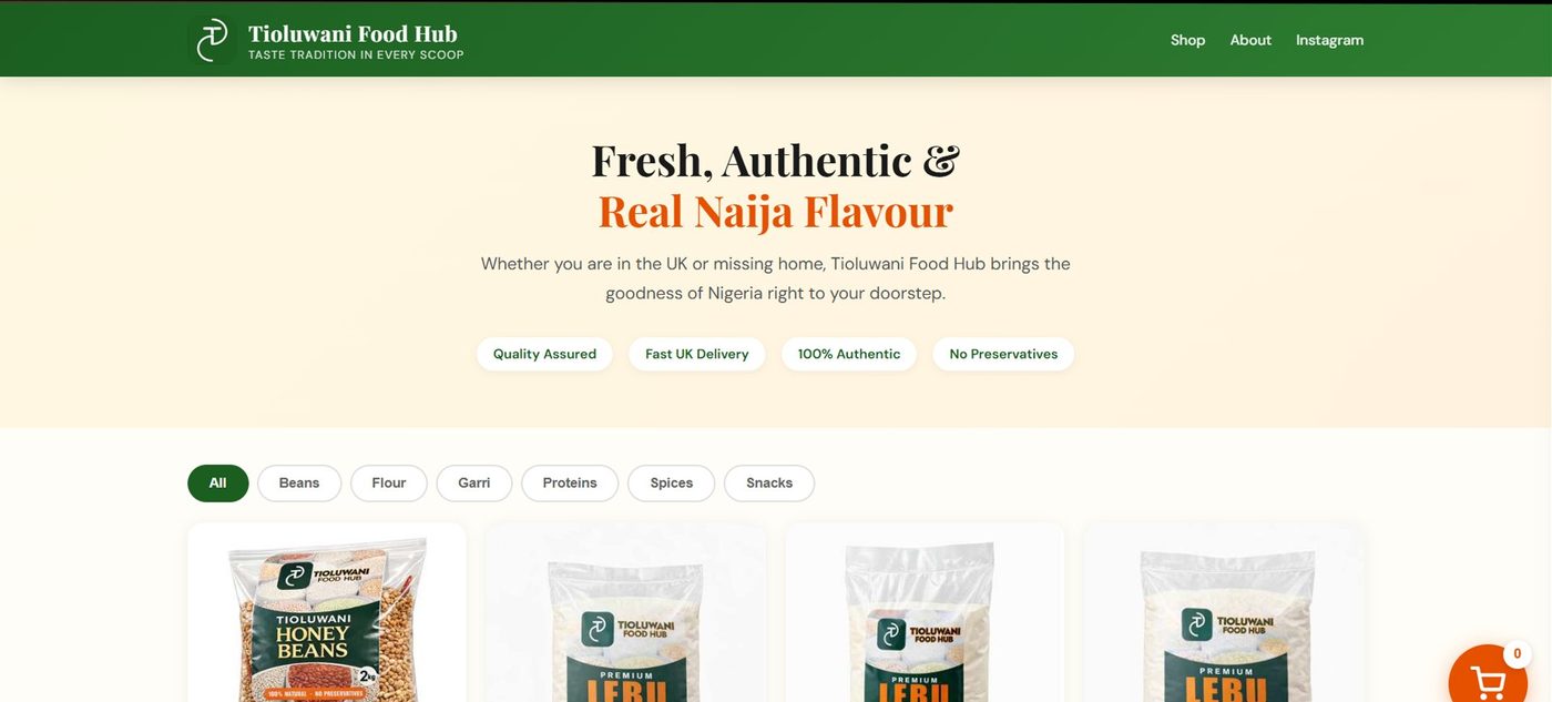 Tioluwani Food Hub website
